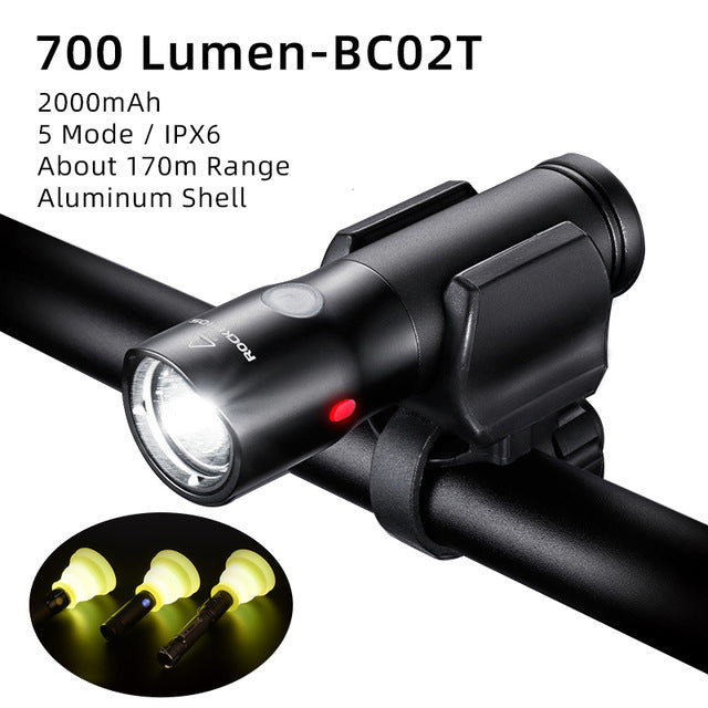 Bicycle light headlights night riding glare flashlight USB charging Outdoor dealsniper-net LUMEN BC02T 700