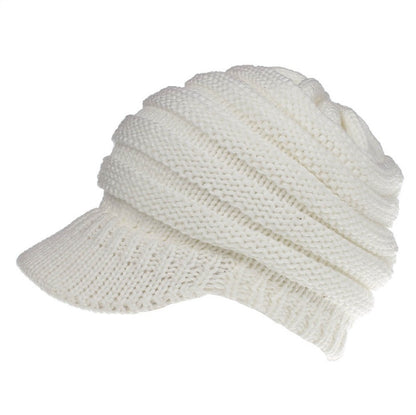 Women Ponytail Beanies Autumn Winter Hats Female Women dealsniper-net white 56x58cm