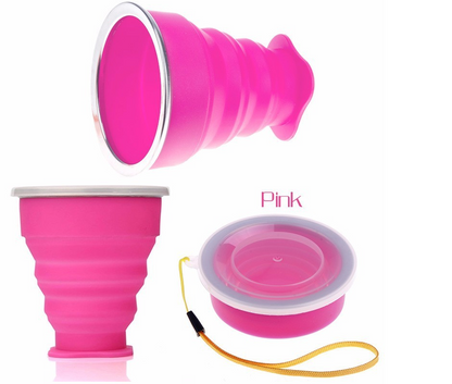 Color Portable Silicone Folding Cup Kitchen DealSniper.net Rosa