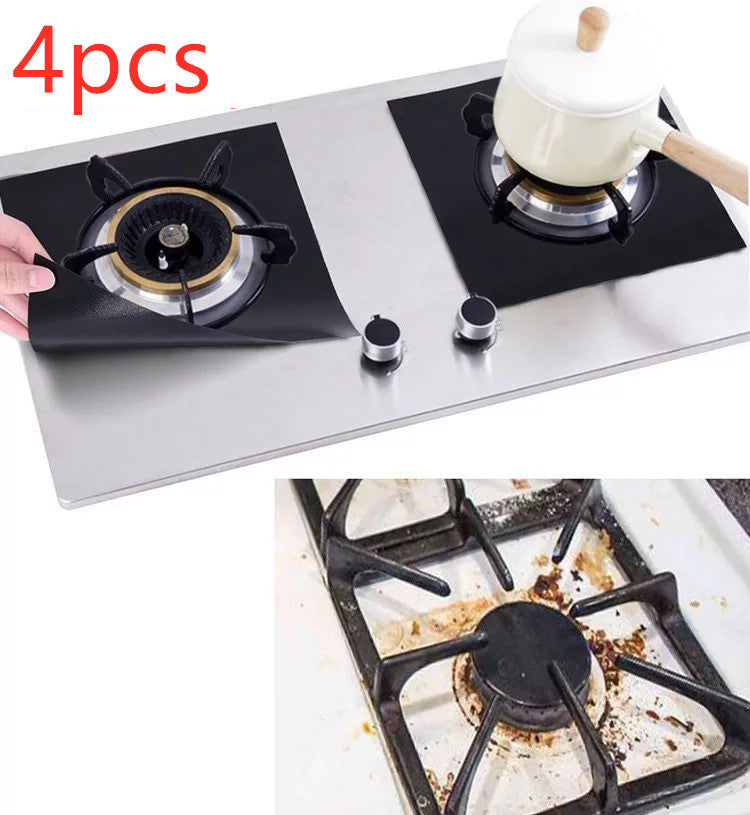 Gas Stove Protective Pad Kitchen DealSniper.net Black4pcs 27x27cm