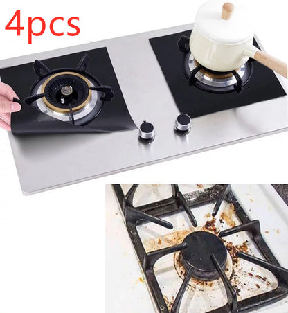 Gas Stove Protective Pad Kitchen DealSniper.net Black4pcs 27x27cm