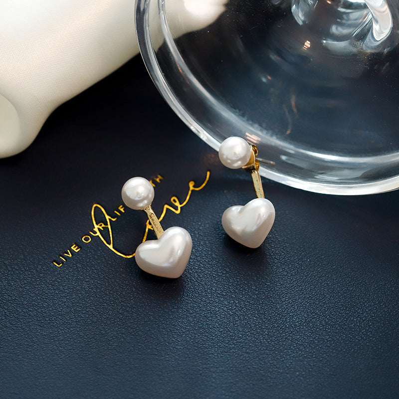 Simple Temperament Love Pearl Stud Earrings Deals DealSniper.net default