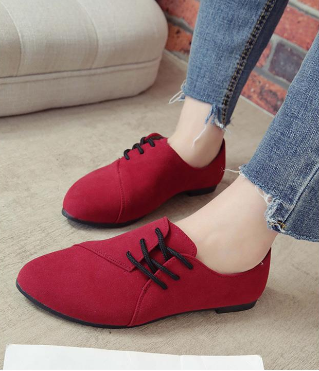 Womens Lace Up Casual Shoes Women dealsniper-net Red 35