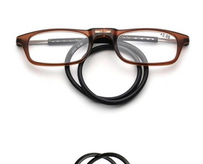 Portable Magnetic Absorption Hang Neck Reading Glasses Men dealsniper-net 100 Brown