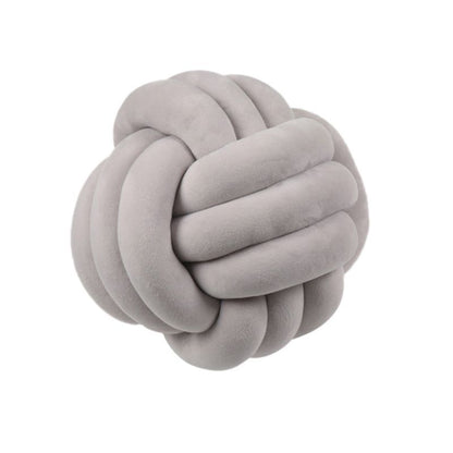 Knotted Plush Ball Design Round Throw Pillow House DealSniper.net Light grey 20cm