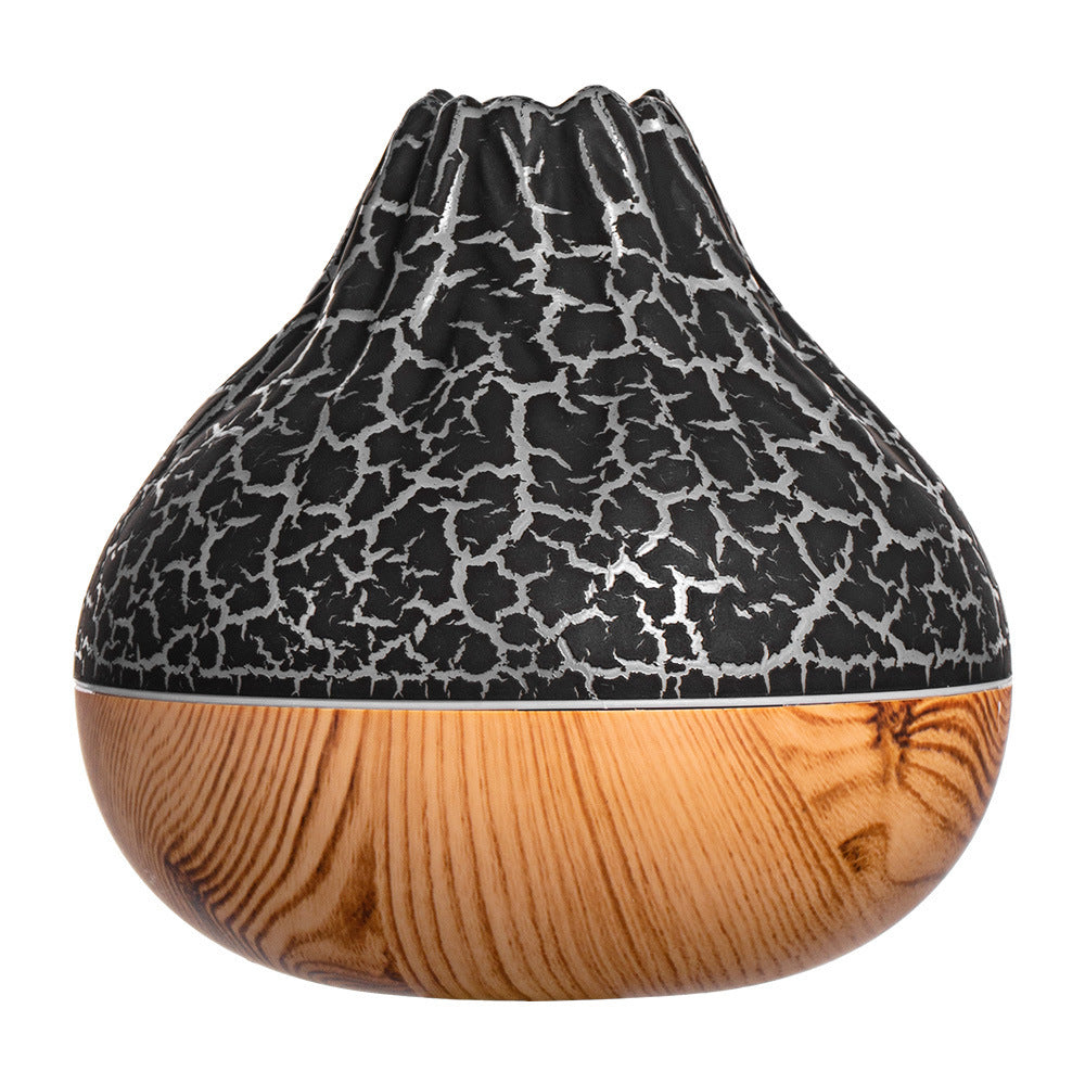 Volcano Humidifier Wood Grain Fog Mute Seven-color Ambience Light House dealsniper-net Black