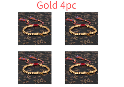 Handmade Braided Cotton Copper Beads Lucky Rope Bracelet & Bangles Jewelry dealsniper-net Gold 4pc