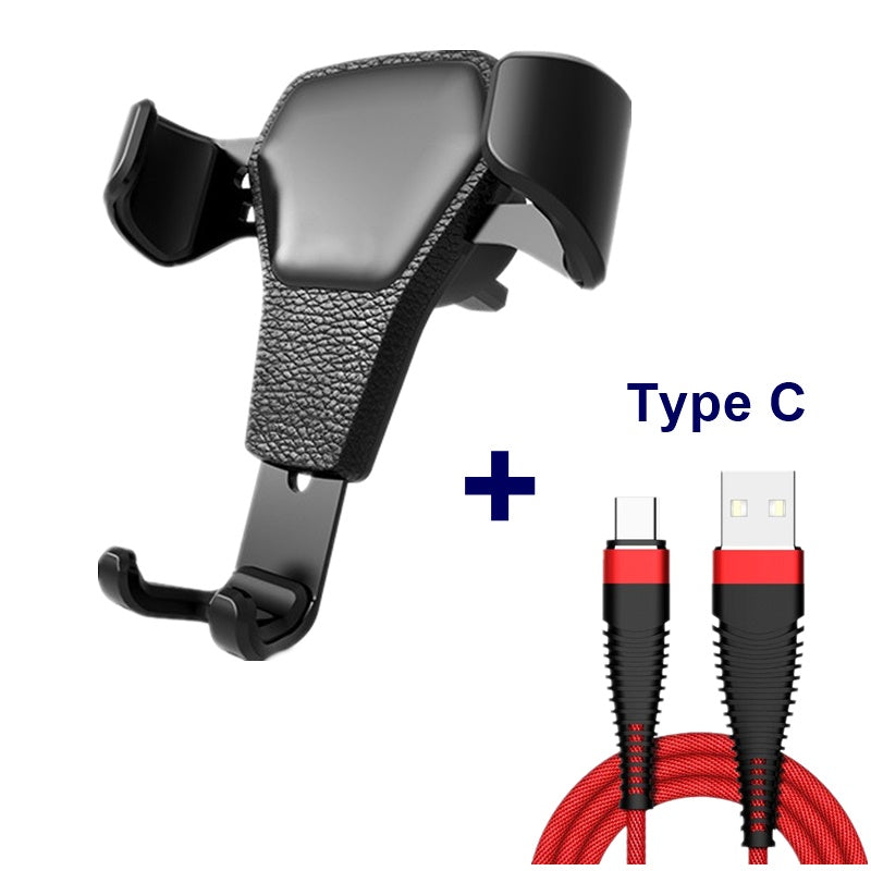 Leather grain gravity mobile phone car holder Phones DealSniper.net Cable bracket A