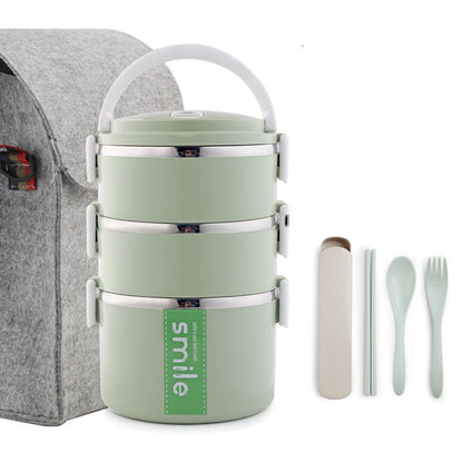 Stainless Steel Lunch Box Kitchen dealsniper-net Green 3 layers + bag