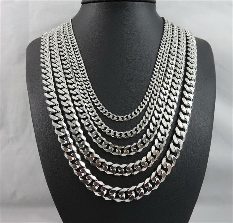 European and American titanium steel Cuban chain Jewelry dealsniper-net Steel 11mmx55cm