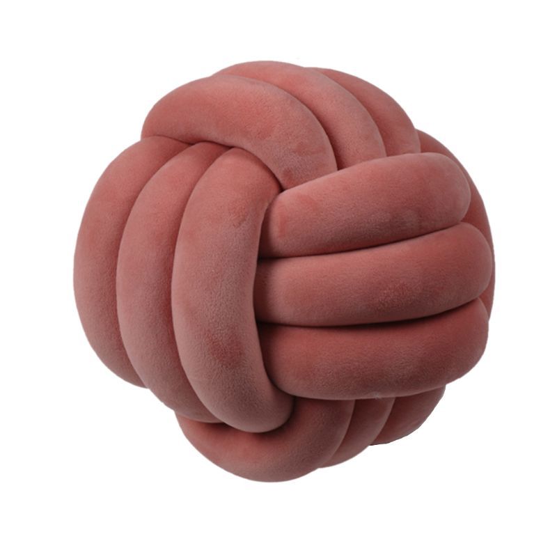 Knotted Plush Ball Design Round Throw Pillow House DealSniper.net Light orange 20cm