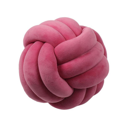 Knotted Plush Ball Design Round Throw Pillow House DealSniper.net Light Rose red 20cm