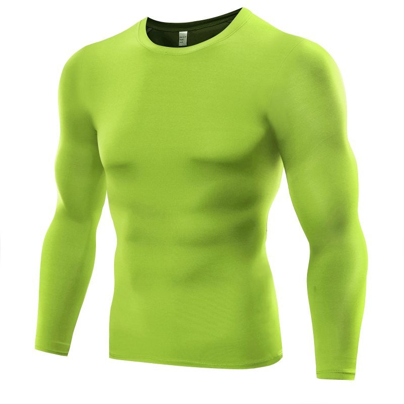 Men's Blank Long Sleeve Compression Top Men dealsniper-net Green L