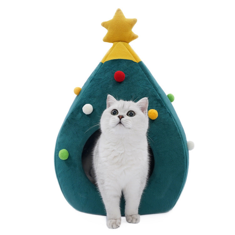Christmas Tree Pet Bed Winter Warm Pet Nest Pets Gym From House