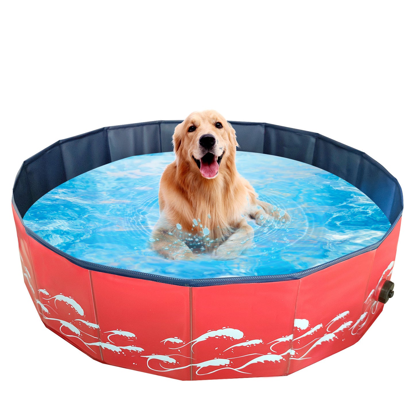 Foldable Dog Pool Pet Bath Swimming Tub Bathtub Pets dealsniper-net Red sea wave 120x30cm