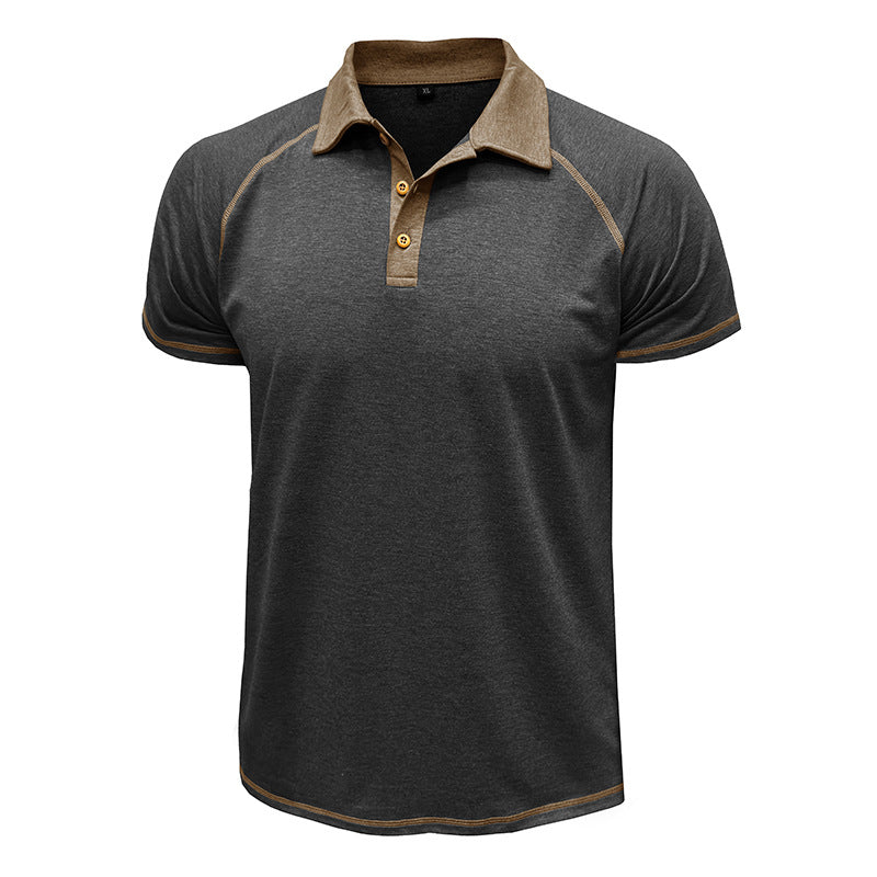 Short-sleeved Lapel T-shirt POLO Bottoming Shirt Men Clothing Men DealSniper.net Dark Gray L