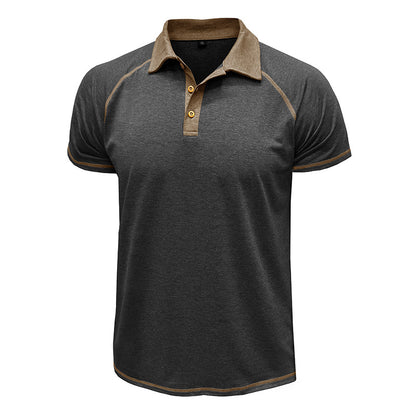Short-sleeved Lapel T-shirt POLO Bottoming Shirt Men Clothing Men DealSniper.net Dark Gray L