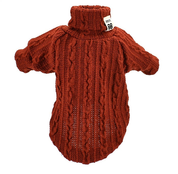 Dog Sweater Turtleneck Solid Color Dogs Clothes Warm Cotton Pets dealsniper-net Orange L