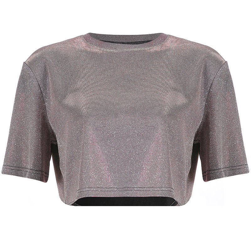 Loose navel t-shirt Women dealsniper-net Grey L