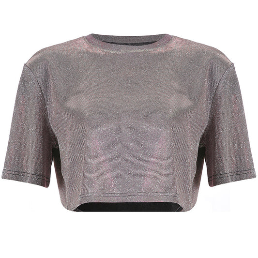 Loose navel t-shirt Women dealsniper-net Grey L