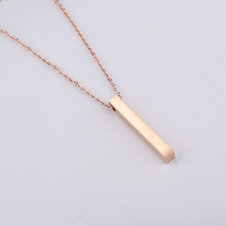 3D Engraved Bar Necklace Jewelry dealsniper-net