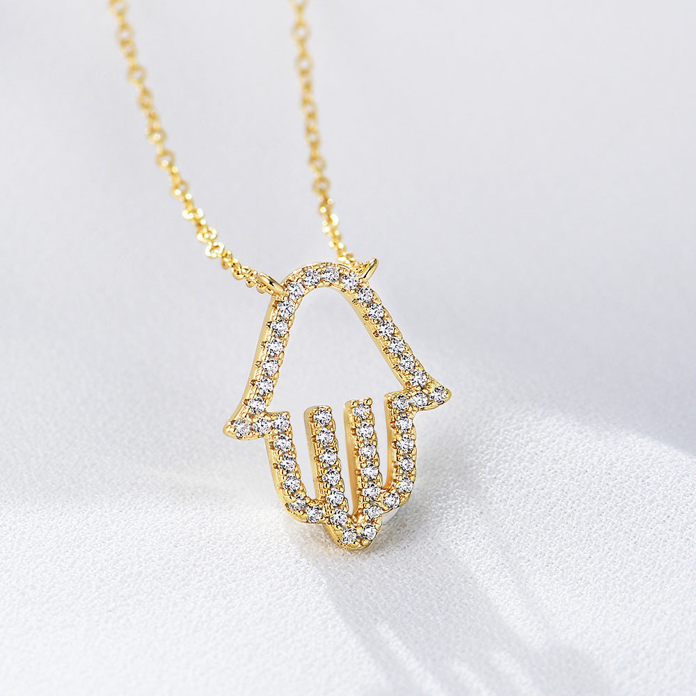 S925 Sterling Silver Micro-Paved Zircon Flash Diamond Cut Out Jewelry Gym From House