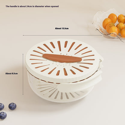 Fruit Drain Basket With Lid Vegetable Washing Bowl