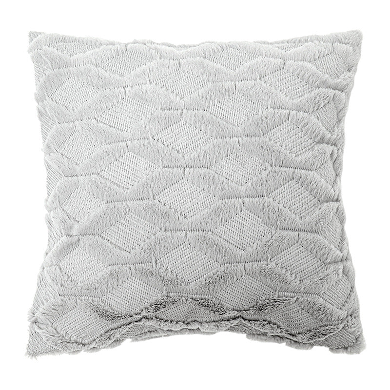 Geometric Rhombus Double-sided Three-dimensional Plush Pillowcase Home dealsniper-net Grey A45x45cm