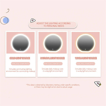 Round Smart LED Makeup Bag With Mirror Lights Women Beauty Bag Large Capacity PU Leather Travel Organizers Cosmetic Case Beauty DealSniper.net