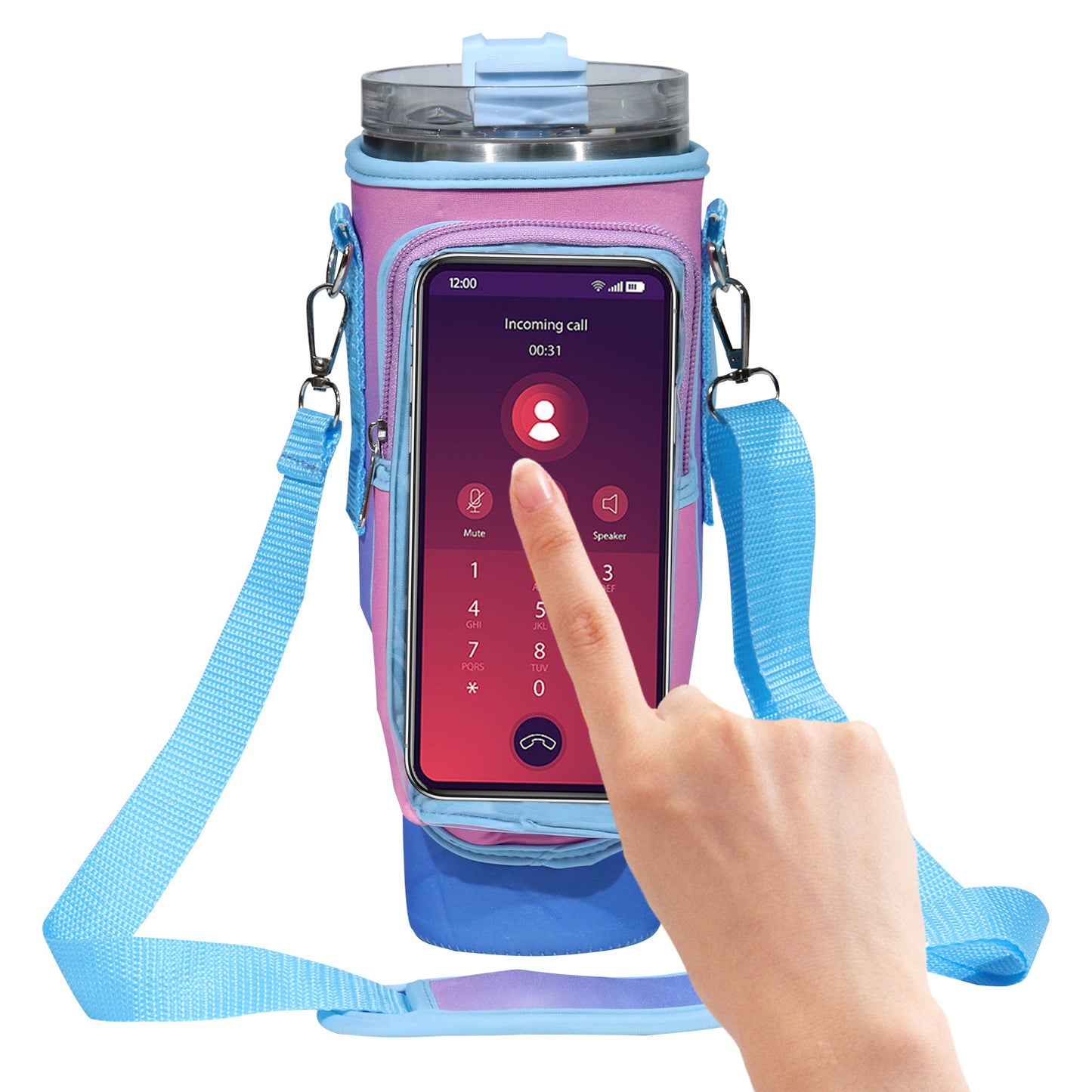 Cup Cover Transparent Touch Screen Neoprene kitchen Kitchen Gym From House Gradient Purple Metal Buckle