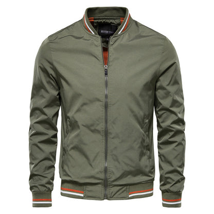 Men's Striped Zip-up Jacket With Pockets Fashion