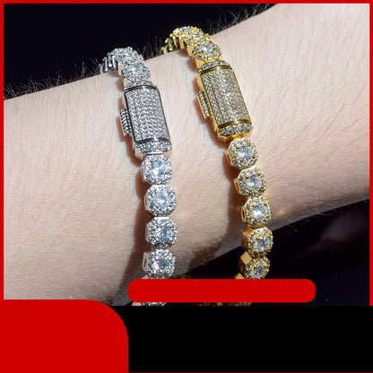 Cross-Border 6mm Ice-Clear Zircon Tennis Chain Men's Hip-Hop Jewelry Gym From House