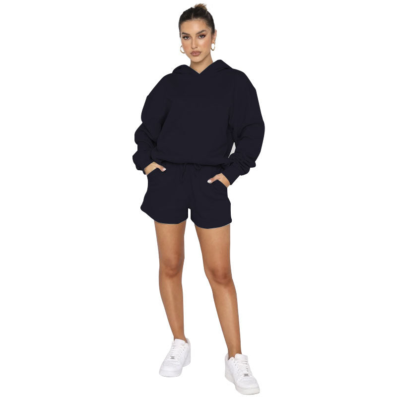 Solid Color Pullover Hooded Long Sleeves Sweater For Women Women DealSniper.net Deep Sky Blue L
