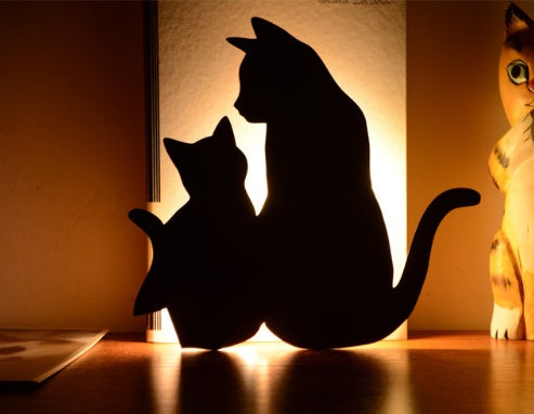 LED Animal Dog Cat Shape Night Light Sensor Lamps Home Decor dealsniper-net B Black matte battery