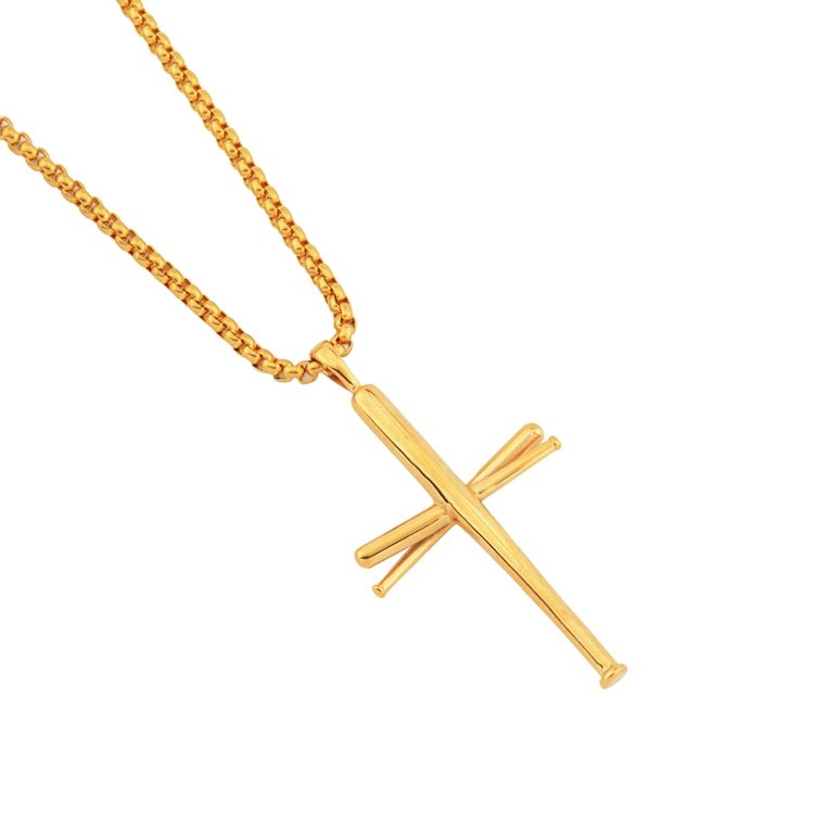 Baseball bat cross hip hop necklace Jewelry dealsniper-net Gold