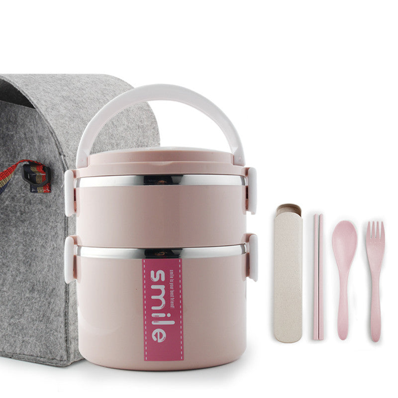 Stainless Steel Lunch Box Kitchen dealsniper-net Pink 2 layers + bag