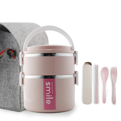 Stainless Steel Lunch Box Kitchen dealsniper-net Pink 2 layers + bag