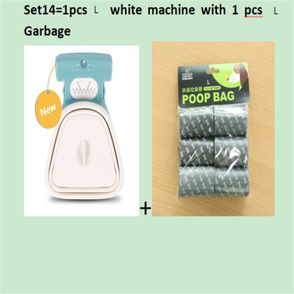 Dog Pet Travel Foldable Pooper Scooper With 1 Roll Pets Gym From House Set 14 WhiteLXL