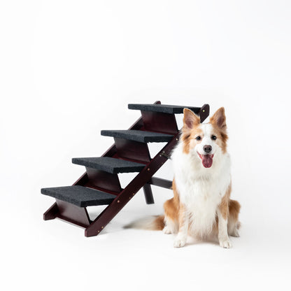 Wooden Dog Stairs Steps  Foldable 4 Levels Pet Stairs & Ramp