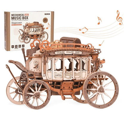 Robotime Rokr Stagecoach Music Box 3D Wooden Puzzle Kids dealsniper-net