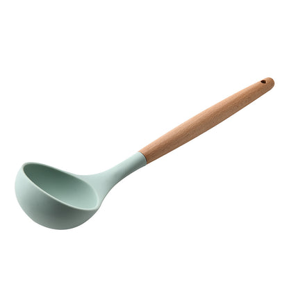 Silicone Kitchenware With Wooden Handle Kitchen dealsniper-net 5style green