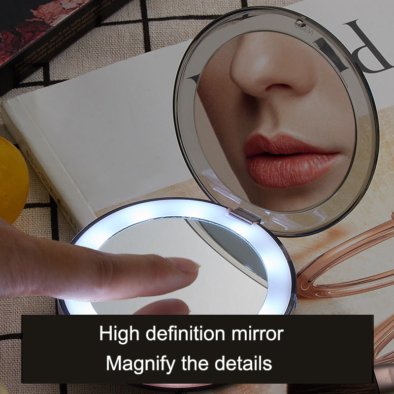 LED Lighted Mini Makeup Mirror 3X Magnifying Compact Travel dealsniper-net