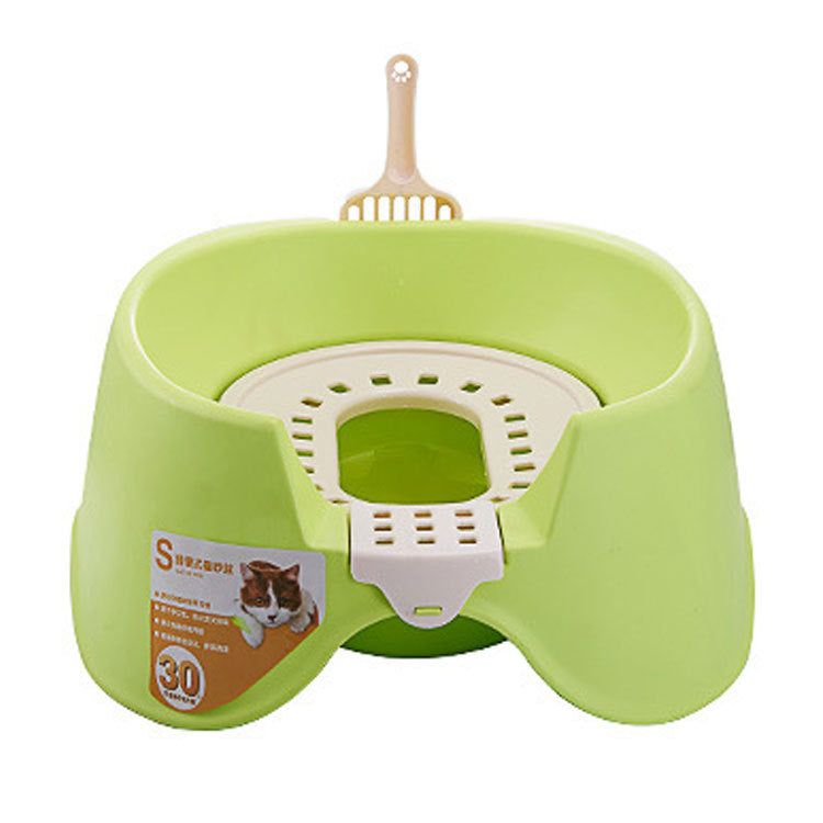 Spillproof Cat Litter Pan Semi-enclosed Oversize Cat Toilet Pets Gym From House
