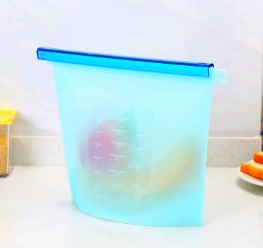 Silicone fresh-keeping bag vacuum sealed bag food Kitchen dealsniper-net Blue 1500ml