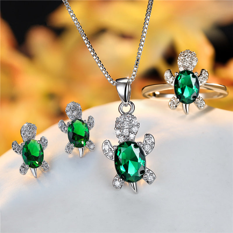 Fashion Oval Zircon Pendant Turtle Shape Necklaces Jewelry Gym From House Green number 10