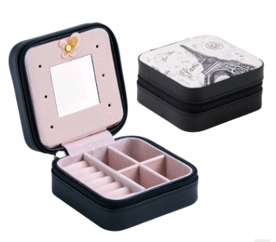 Creative travel portable jewelry box earrings earrings jewelry storage box leather small jewelry bag Jewelry dealsniper-net