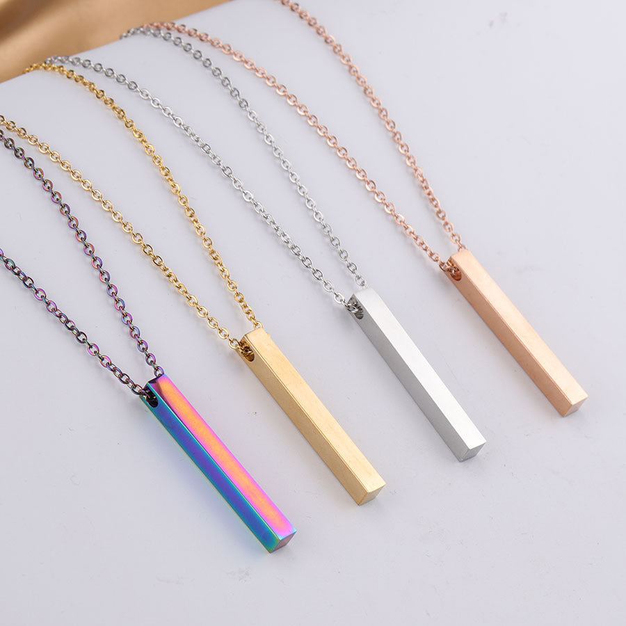 3D Engraved Bar Necklace Jewelry dealsniper-net