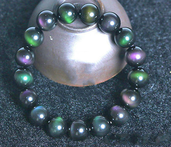 Rainbow Purple Green Eye Obsidian Bracelet Jewelry dealsniper-net