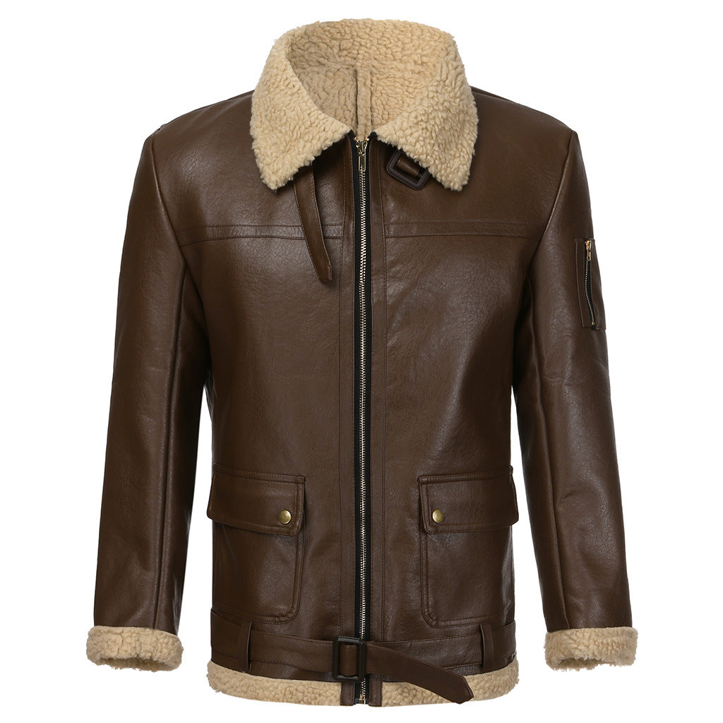 Fur personality jacket male Men dealsniper-net Brown L