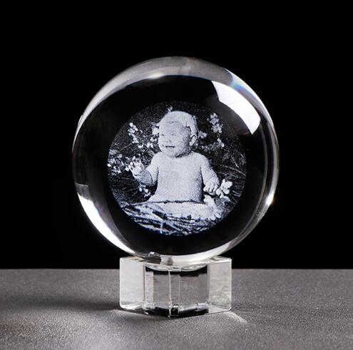 Glass Photo Ball Personalized Crystal Sphere Lase Engraving Home Decor Gym From House